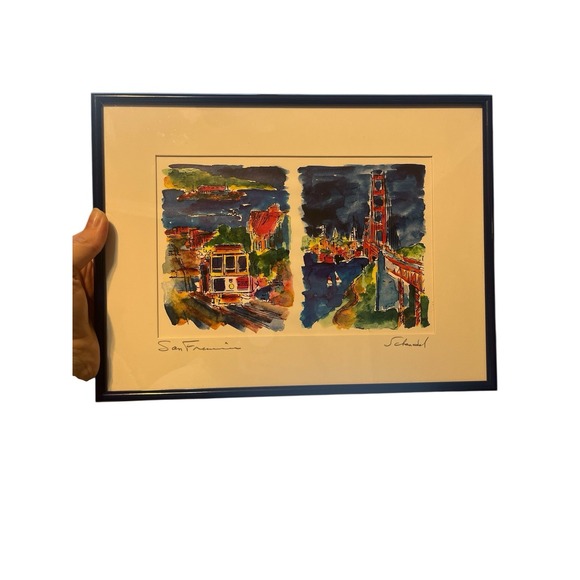 Jerry Schendel Artist CA Framed/Matted Watercolor San Francisco Signed - Picture 9 of 11
